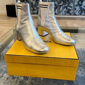 Fendi silver ankle sock booties